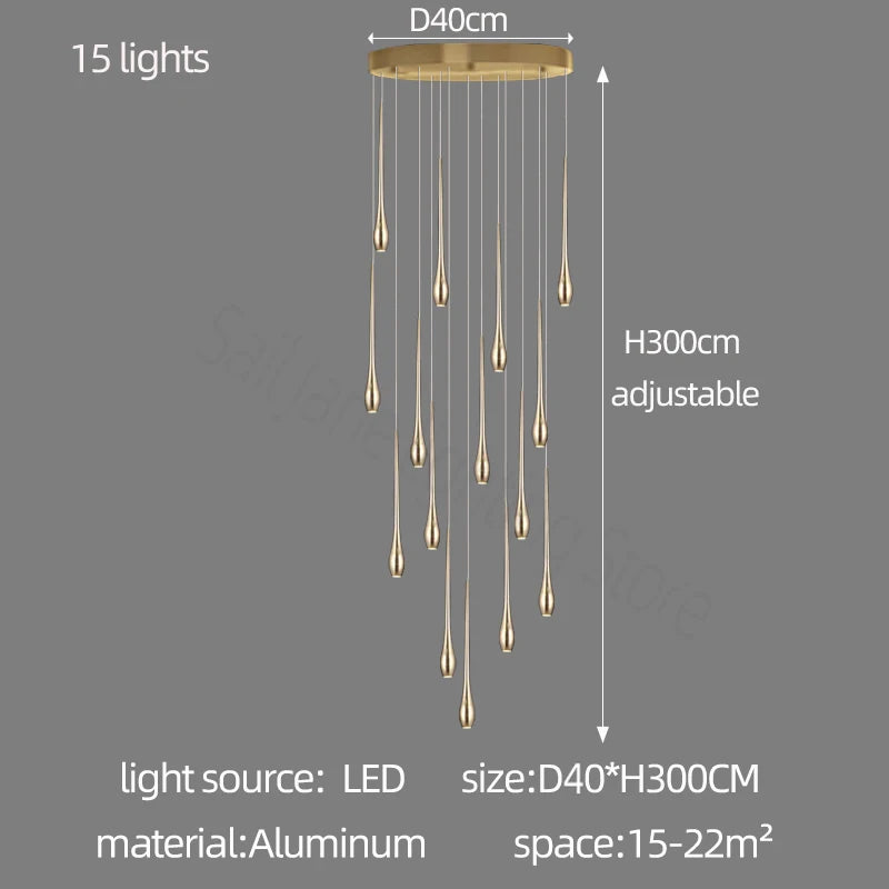 Minimalist LED Chandelier Luxurious Modern Living Room Lighting Duplex Attic Home Decoration Dining Room Staircase Pendant Light