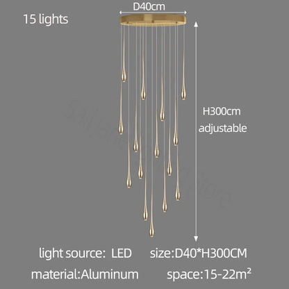 Minimalist LED Chandelier Luxurious Modern Living Room Lighting Duplex Attic Home Decoration Dining Room Staircase Pendant Light