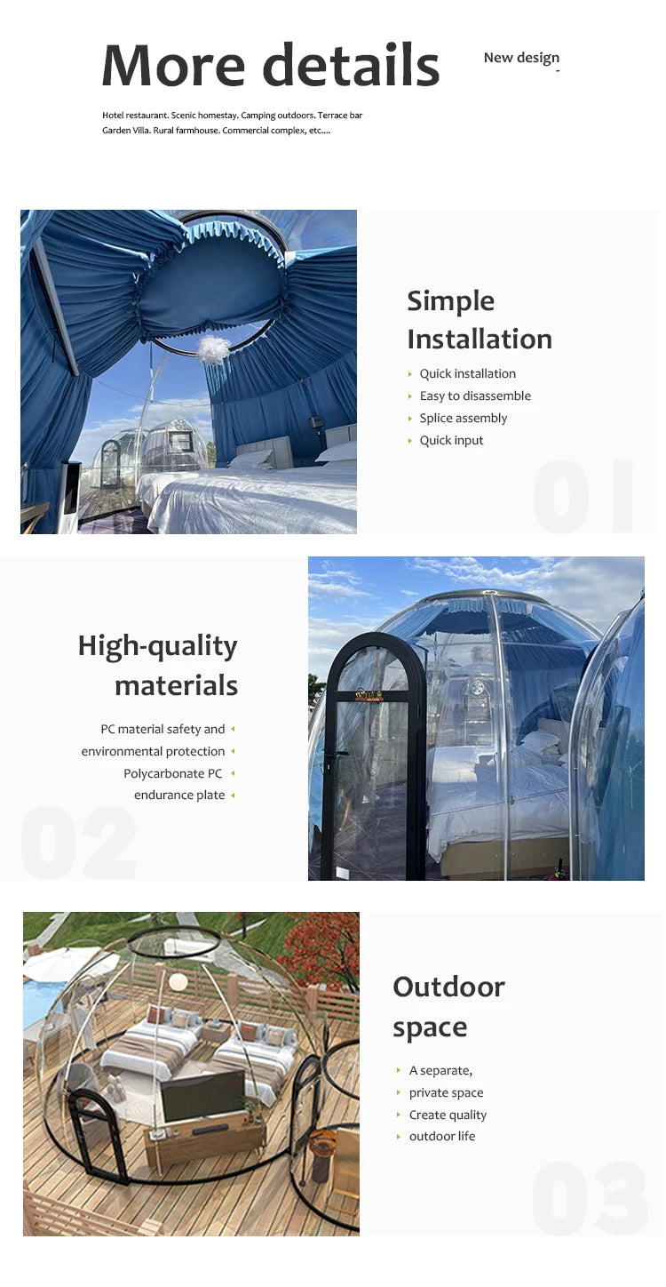 Prefab Polycarbonate Winter Geodesic Clear Dome Tent Green Dome House