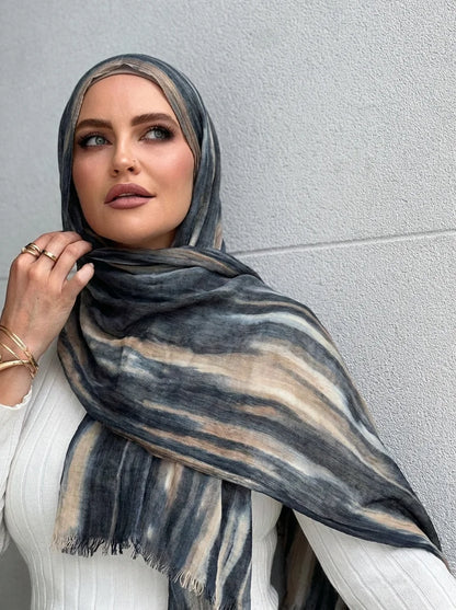Women Big Size Plain Solid Cotton Rayon Crease Hijab Scarf Lady High Quality Wraps and Shawls Musulman Headband Islamic Turban