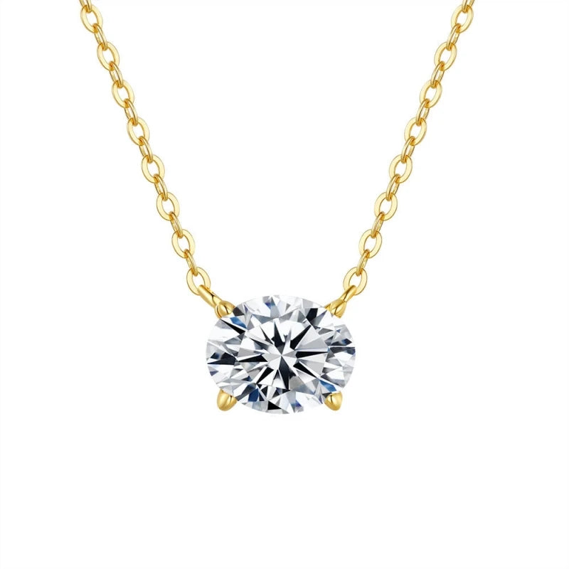 Wife Valentine's Day 18K Gold Women Wedding Pendant Oval 2CT Moissanite Diamond Girl Friend Birthday Gift Necklaces Fine Jewelry