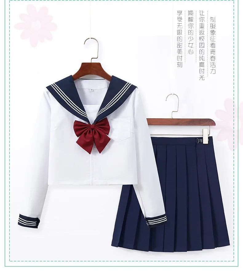 Summer pleated skirt set,sailor suit,student uniform set skirt,Japanese-style white three-book basic school uniform pleatedskirt