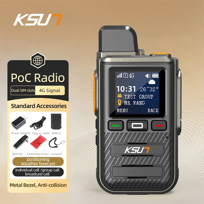 KSUN CT22 Heavy-Duty Public Walkie-Talkie Metal Electroplated Body 1.44" HD Screen 2W Output Fast Charge GPS+Weather