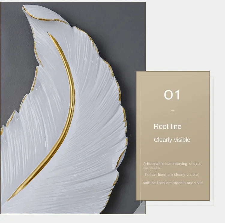 Nordic Feather Wall Lamp, Living Room, Bedroom, Headboard, Foyer, Creative Feather Lamp, Resin Aisle, Minimalist Background Ligh