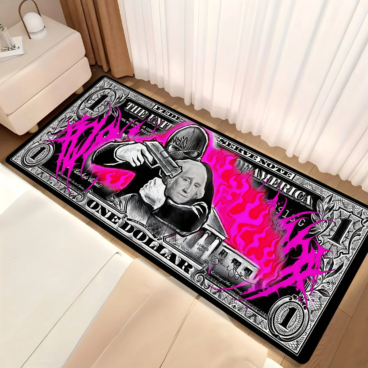 Dollar Bill Motif Area Rug,Thick Non-Slip & Washable,Soft Touch Floor Mat for Living Room,Bedroom,Kitchen,Hallway & Office Decor