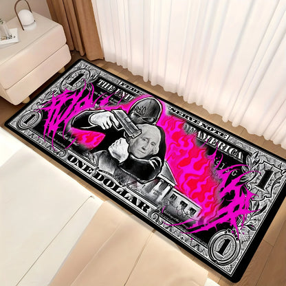 Dollar Bill Motif Area Rug,Thick Non-Slip & Washable,Soft Touch Floor Mat for Living Room,Bedroom,Kitchen,Hallway & Office Decor