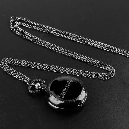 Classy Death Note Design Black Quartz Pocket Watch Fashion Necklace Timing Pendant with Chain Gift for Man Woman Souvenir