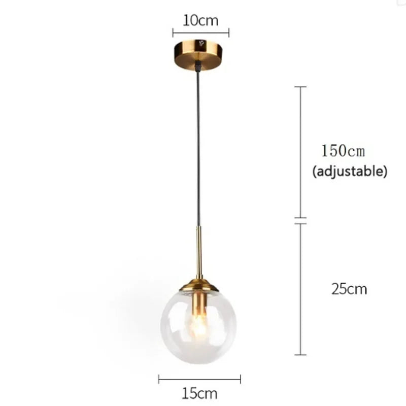 Nordic LED Pendant Lights Modern Hanglamp Glass Ball Light for Living Room Suspension Chandelier Smoke Gold Hanging Lamp Decor