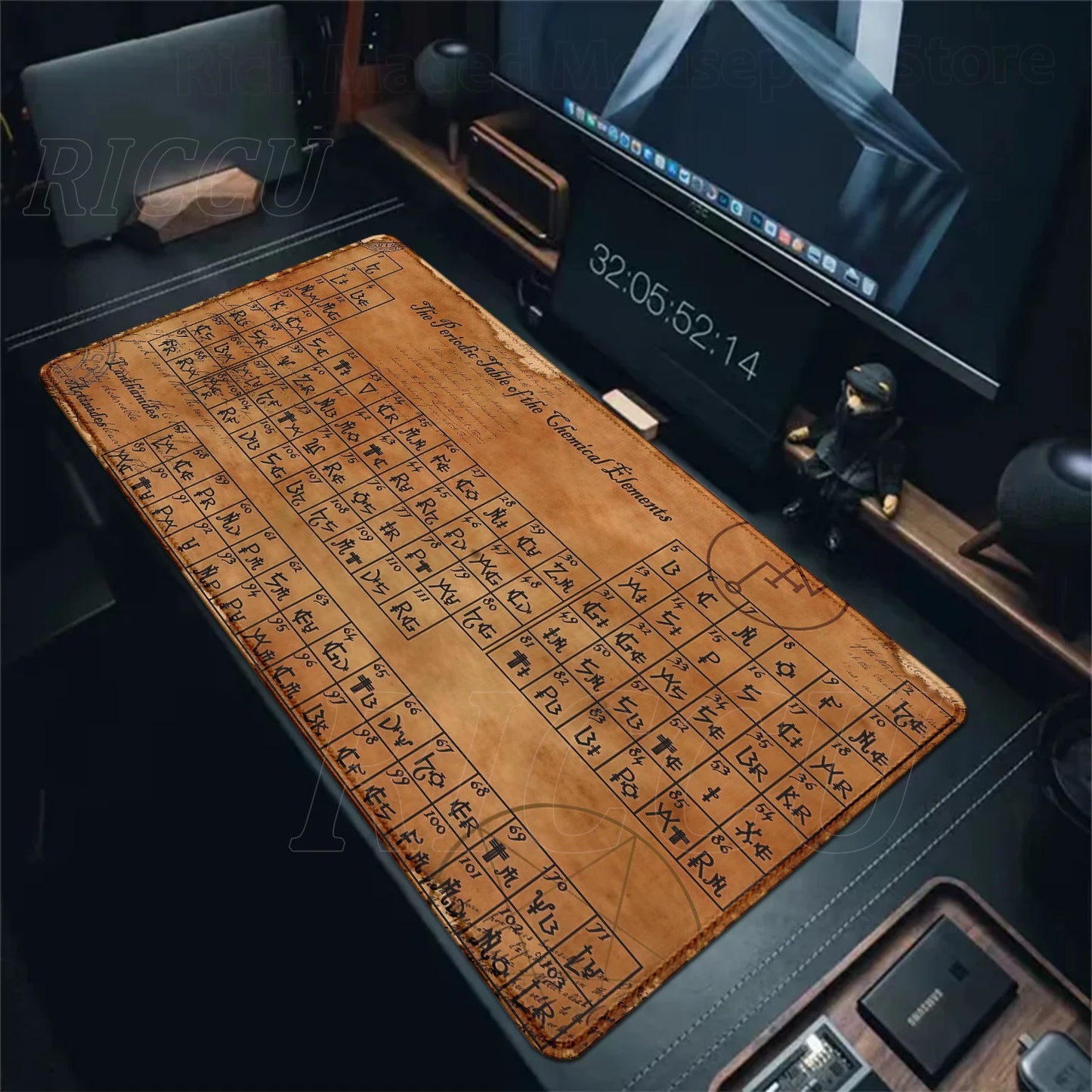 Periodic Table of Elements Mouse Pad Large Gaming Keyboard Mousepad with Stitched Edge Non-Slip Rubber Base Office PC Desk Mat