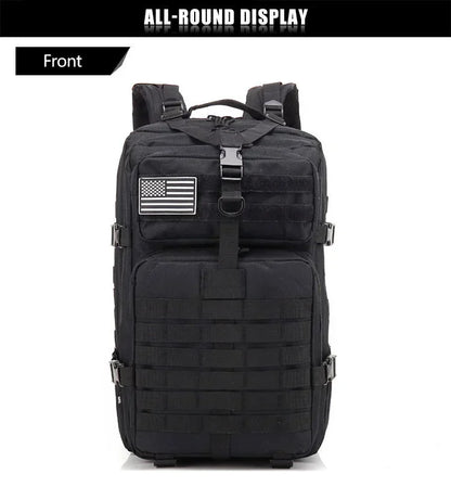 45L Tactical Fishing Backpack Molle Water Resistant Outdoor Tackle Bag Large Capacity Storage Camping Hiking Travel Rucksack Trekking Men Women Anglers Fishermen Rod Reel Gear Durable Multi Pocket Wear Resistant Lake River Se