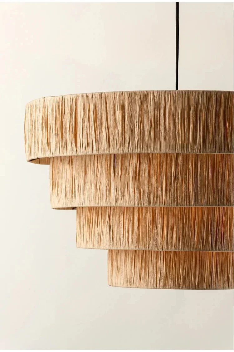 Golden Editions Designer Chandelier woven Rattan Straw Pendant Lights large Rattan lighting suspension wabi sabi Restaurant lamp