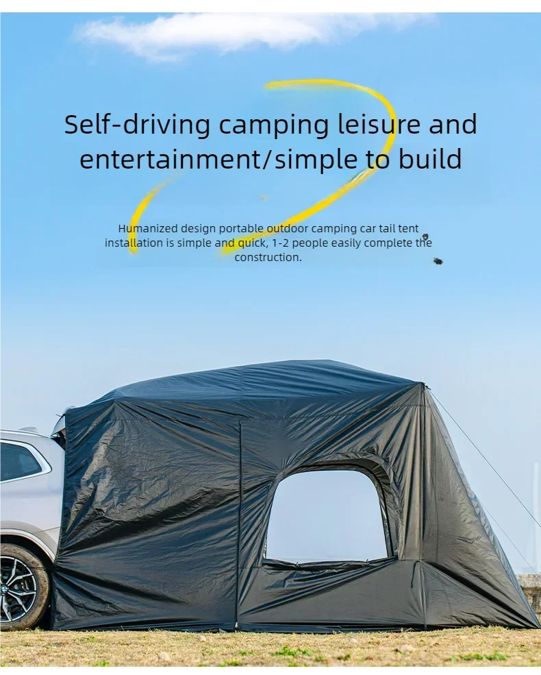 Universal SUV Camping Tent with Spacious Awning Waterproof Car Tent Easy Setup for Backpacking Traveling Outdoors Car Tail Tent