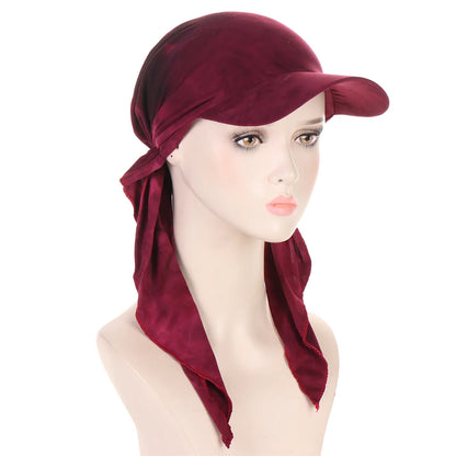 Trendy Print Muslim Hijab Caps With Brim Women Baseball Cap Wrap Head Ramadan Ladies Fashion Headwear Turban Bonnet