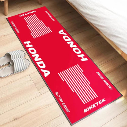 Racing Motorcycle Floor Mat, Non-Slip Dart Mat for Garage, Honda Style Motorcycle Show Carpet, Washable Anti-Slip Rug for Motocr