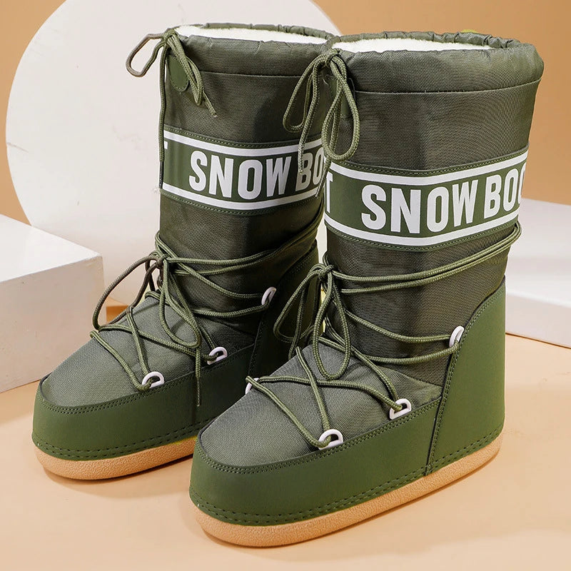 2026 New Women High‑Tubed Moon Boots Space Snow Boots Round‑Toe Lightweight Thick‑Sole Warm Insulated Skiing Winter Outdoor Cott