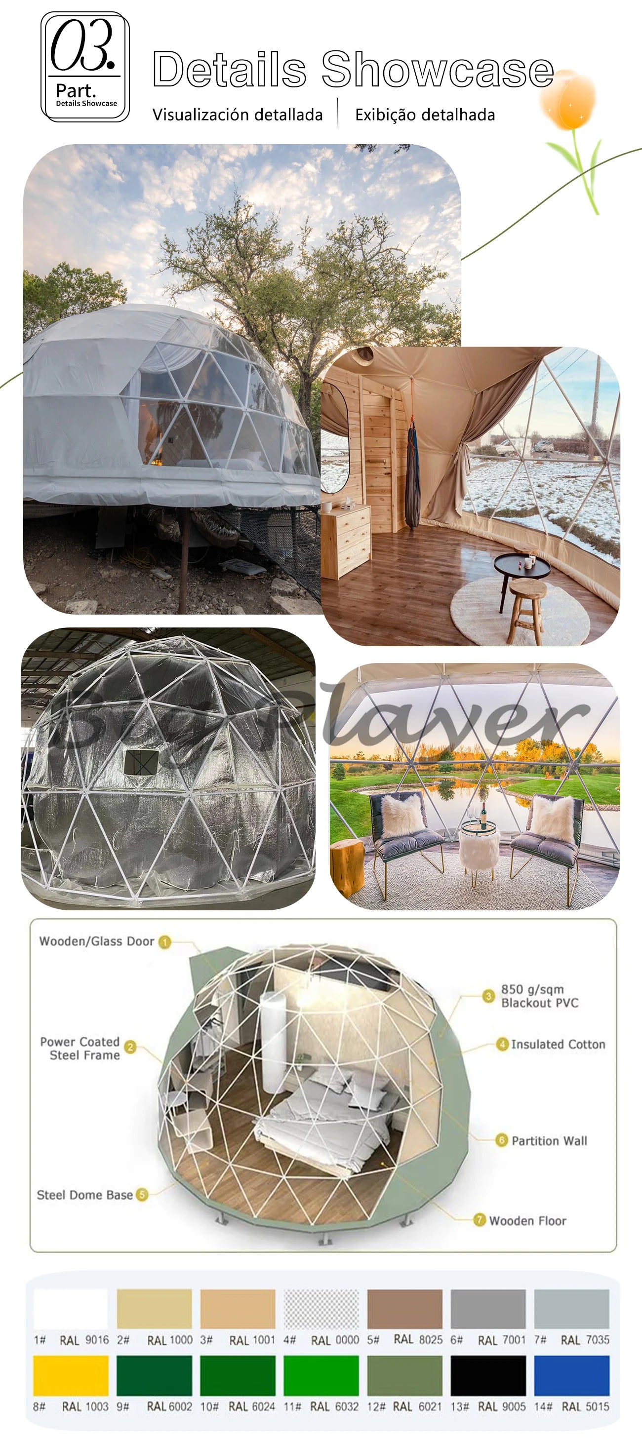 4 Season Glamping Dome Tent, Luxury Accommodation Living Dome Hotel Tent with PVC & Canvas, Factory Direct Cheap Price