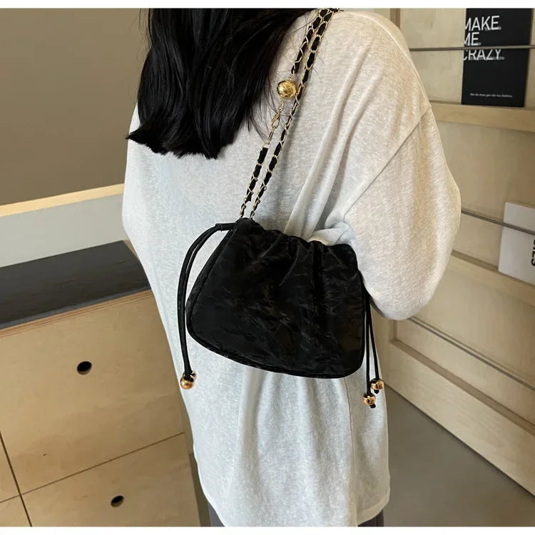 Chain Bag Ladies PU Leather Shoulder Bags Purse for Women Fashion Crossbody Bags Underarm Bag Small Square Satchel Handbag Bolas