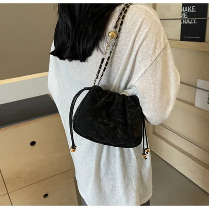 Chain Bag Ladies PU Leather Shoulder Bags Purse for Women Fashion Crossbody Bags Underarm Bag Small Square Satchel Handbag Bolas