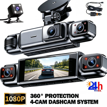 4 Channel 360° Dash Cam Black Box for Car Video Recorder DVR Camera FHD 1080P Night Vision Loop Recording 24H Parking Monitor
