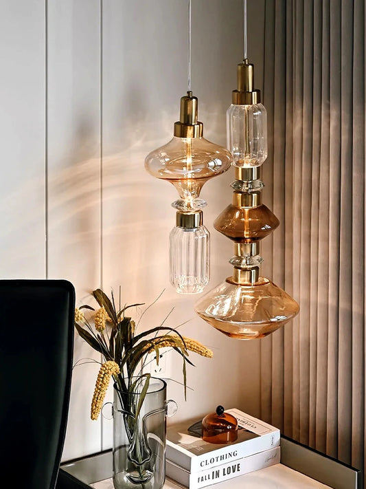 Creative Design Trendy Modern Glass Lamp Modern Home Decor Living Room Pendant Lights LED Foyer Hanging Lamp Long Table Lustre