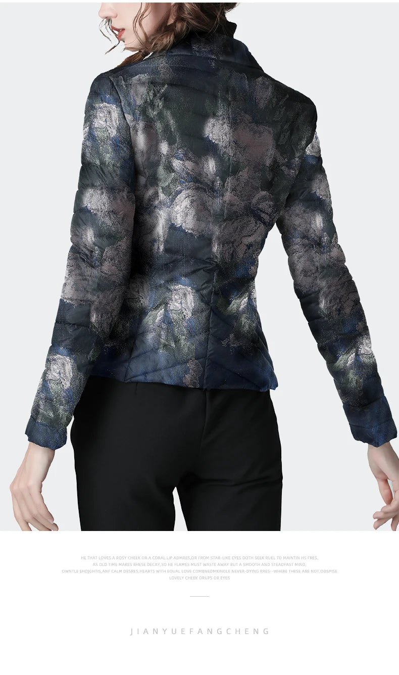 Fashion Suit Collar Women Winter Down Jacket Elegant Slim Warm Lightly Puffer Coat Outwear Plus Size 3 Buttons Duck Down Jackets