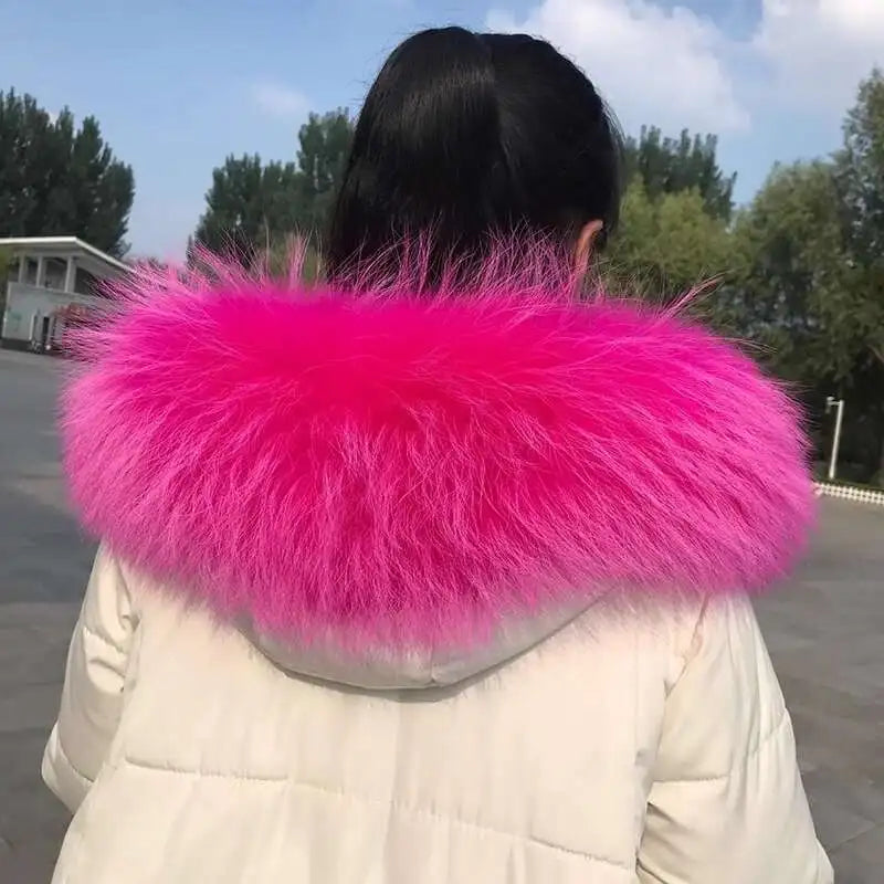 2025 Winter Raccoon Fur Collar Women Men Luxury Natural Fur Hood Trim Decors For Coat Jacket  Genuine Real Fur Shawls Scarves