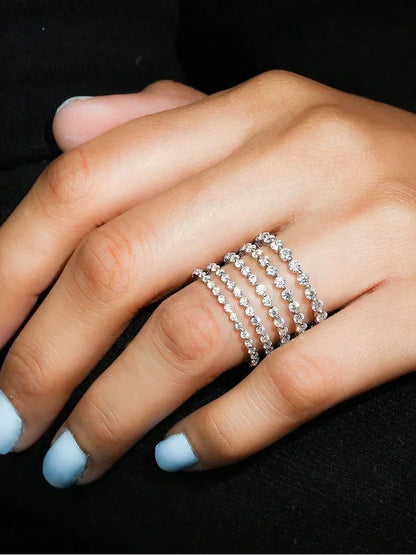 925 Sterling Silver Simplicity Classic Zircon Bead Ring For Women Engagement Wedding Luxury Fashion High Quality Fine Jewelry