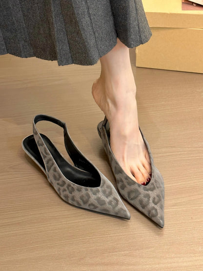 Leopard Women Heeled Sandals Sexy Pointed Toe Woman Shoes Elegant Summer 2026 Fashion Slides Luxury Brands New Mujer Sandalias