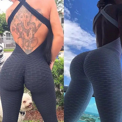 Sexy Hip Yoga Onesie Faion Jacquard Low Waist Street Sle Thiened ort Pants Wide Leg Pants Butt Lifting Yoga Suit