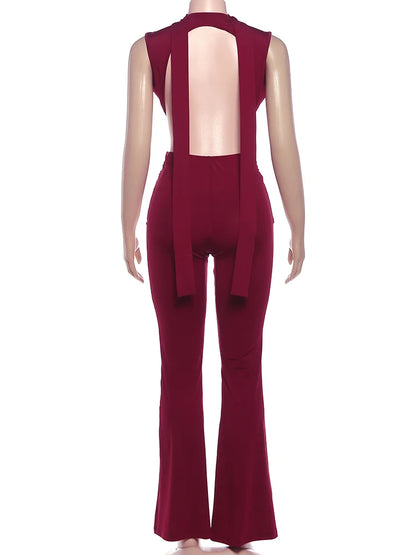 Weird Puss Sexy Waistless Jumpsuit Women Ruched Metal Cross Hollow Bandage Coquette Midnight Workout Hipster Stretch Overalls