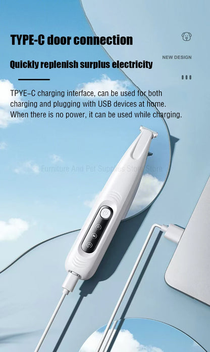 New Dog Paw Trimmer with LED Light Fully Waterproof Pet Hair Trimmer with LED Display Dog Clippers for Grooming 18mm Widen Blade