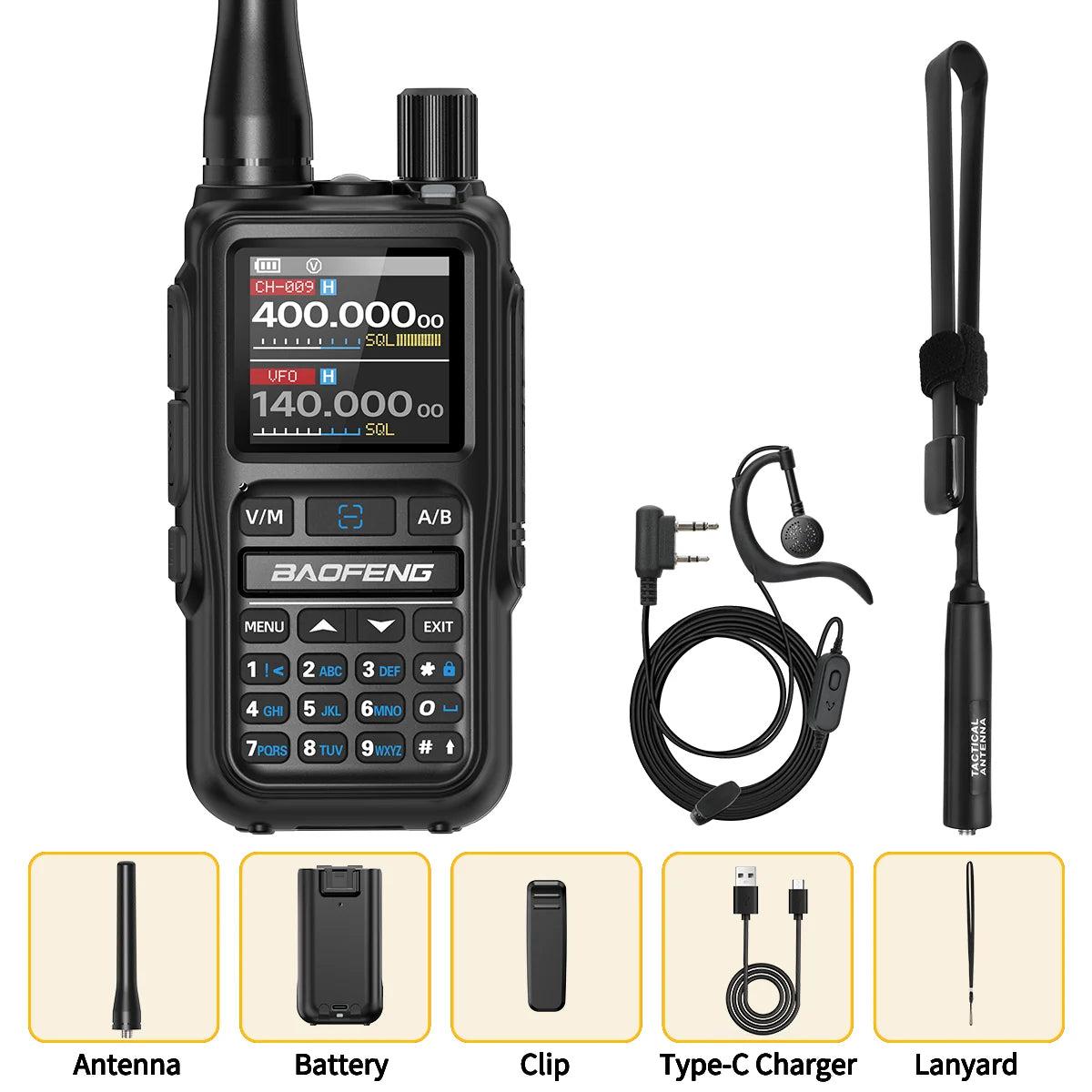 BAOFENG UV-5R Mini Walkie Talkie Multi Band Wireless Bluetooth Programming Dual PTT Type-C Charge Long Range Two Way Radio