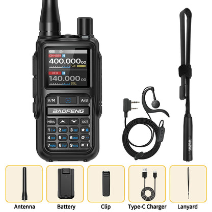 BAOFENG UV-5R Mini Walkie Talkie Multi Band Wireless Bluetooth Programming Dual PTT Type-C Charge Long Range Two Way Radio