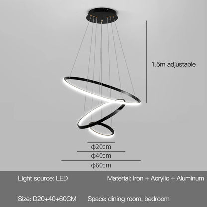 Modern Round LED Chandeliers for Living Room Dining Room Kitchen Island Luster Pendant Lights Fixture Home Decor Indoor Lighting