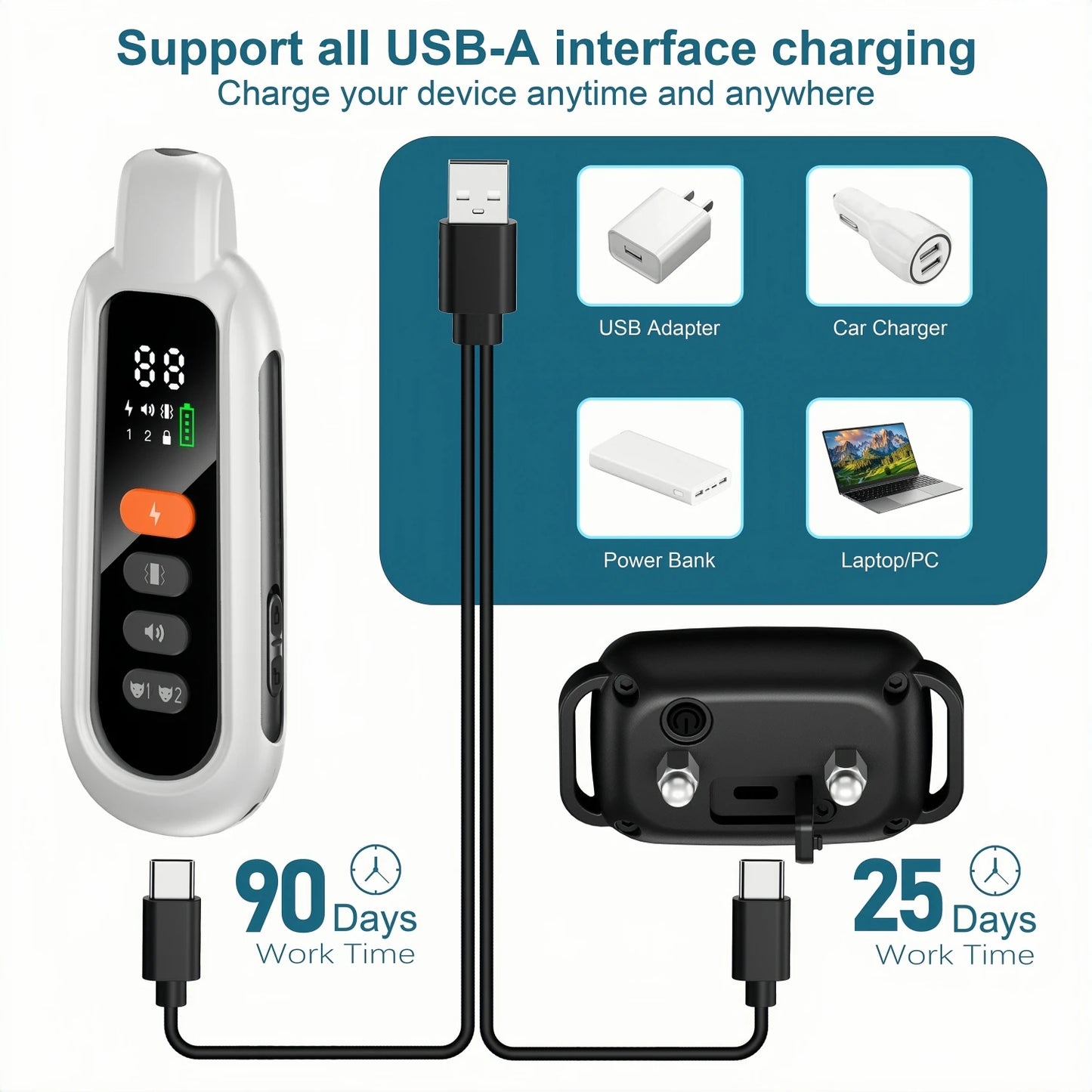 3300FT Electric Dog Training Collar Remote Control Waterproof Pet BehaviorFor 6-120lbs Puppy With Shock Vibration Anti-barking