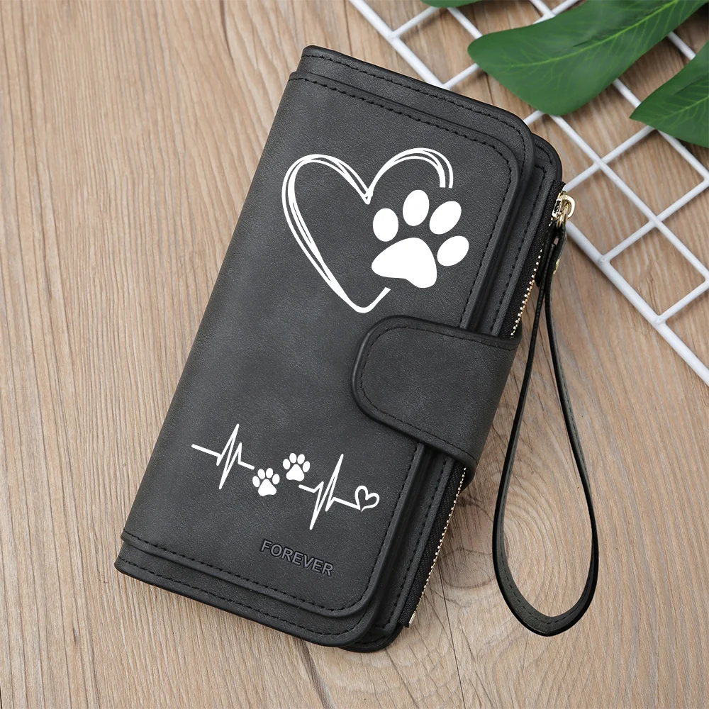 Heart-Shaped Animal Paw Butterfly Print Design Women Wallets Card Coin Wallet for Girls Purse ID Wallets Female Coin Purse Gift