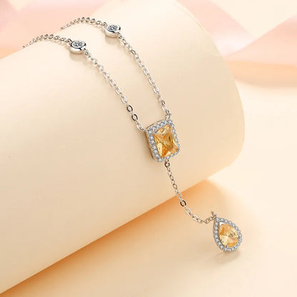 BXINY 3CT Radiant/Emerald Cut Moissanite WaterDrop Pendant Tassel Necklace 100%S925 Silver for Women NeckChain Fine Jewelry Gift