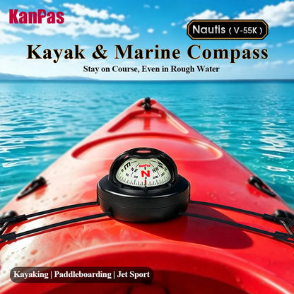 KANPAS Kayak Compass, Luminous Marine Compass for Boat Canoe SUP Jet Ski, Battery-Free Night Reading Navigation Compass V-55K