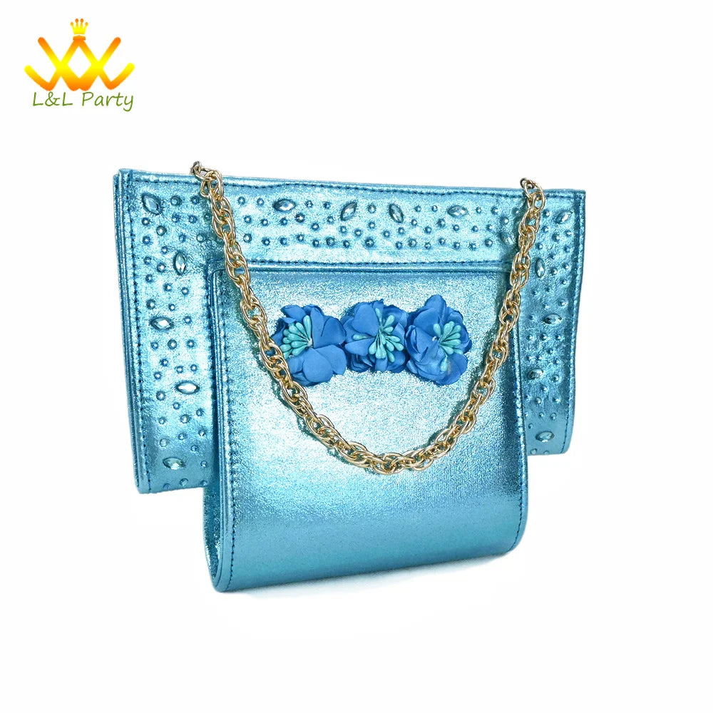 High Quality 2024 Summer New Design in Purple Color Mature Style Italian Women Shoes and Bag Set with Platform for Wedding Party