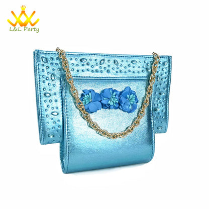 High Quality 2024 Summer New Design in Purple Color Mature Style Italian Women Shoes and Bag Set with Platform for Wedding Party