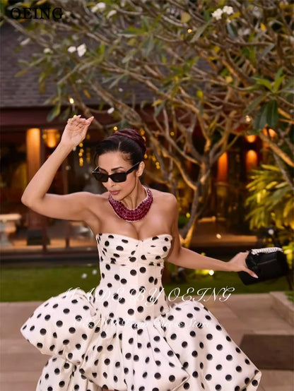 OEING Elegant A-Line Prom Dresses Sweetheart Polka Dots High/Low Birthday Party Dresses Gala Women robes de soirée Customized