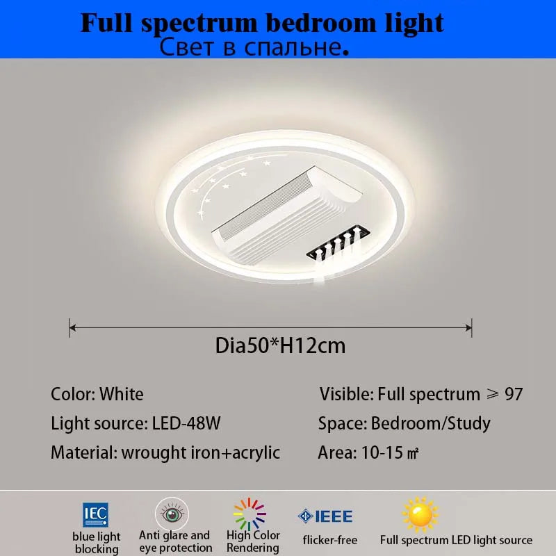 Modern LED Leaf Free Ceiling Fan 6-speed Ceiling Light Remote Control Living Room Bedroom Children's Room Fan Light Home Lightin