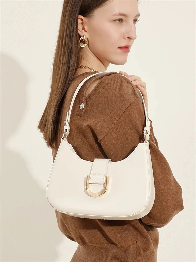 Elegant PU Crescent Shoulder Bags for Women 2025 Luxury Designer Crossbody Purse Underarm Ladies Handbags
