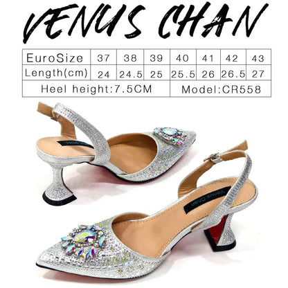 New Fashion Women's Summer Elegant High Heels Women's Sandals Luxury Wedding Italian Women's Party Shoes All Diamond