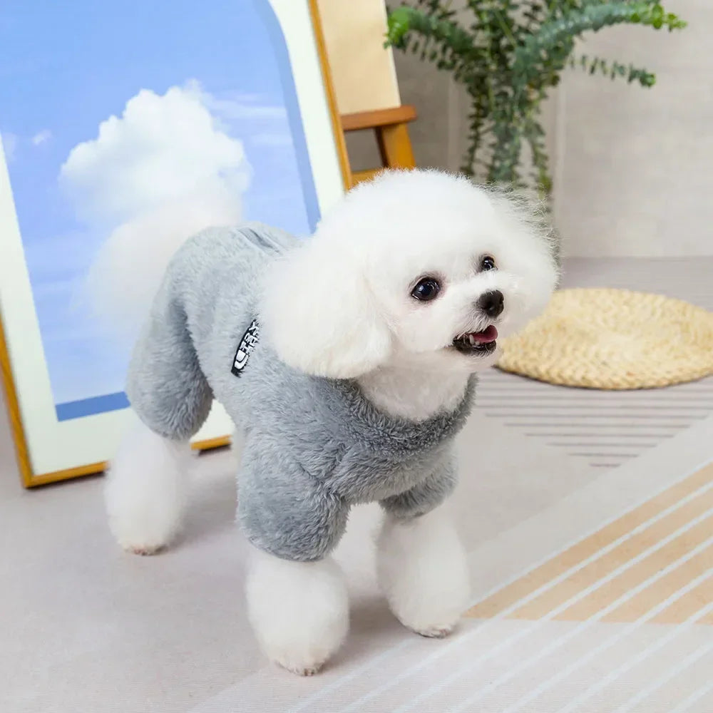 Winter Warm Pet Jumpsuit for Small Dogs Cats Clothes Sport Dog Hoodies Overalls Coat Yorkshire Bulldog Puppy Onesies with Zipper