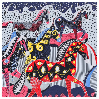 130CM Silk Scarf Women Horse Head Print Stoles Square Scarves Wraps Large Bandana Kerchief Hijabs Female Silk Foulards Sjaal