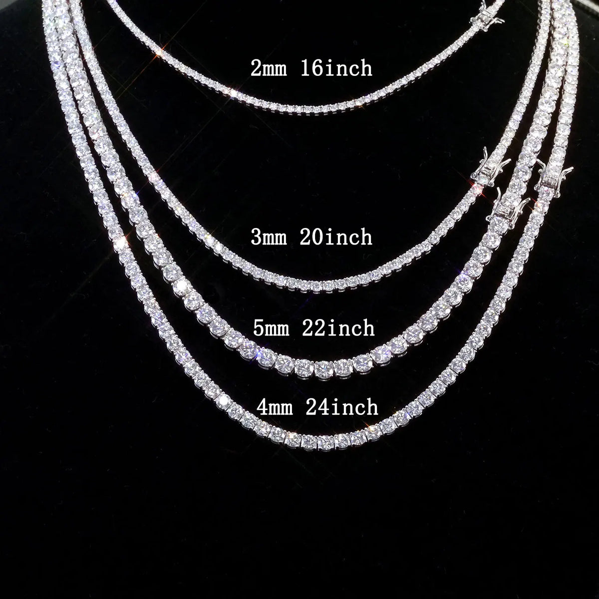925 VVS Pass Diamond Tester Sterling Silver 2mm Moissanite Tennis Chain Necklace Women Engagement Jewelry High Quality