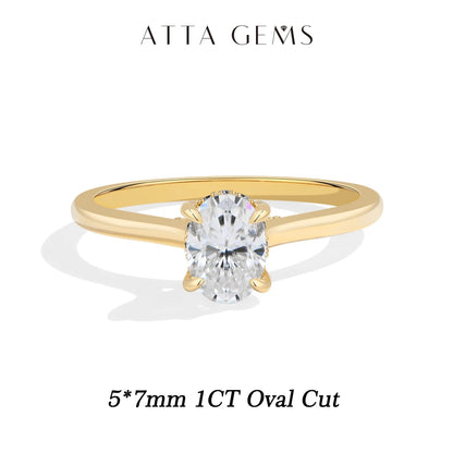 ATTAGEMS Oval Cut 1.0-4.5CT D VVS1 Moissanite Rings for Women 925 Sterling Silver Solitaire Engagement Ring Luxury Band Jewelry
