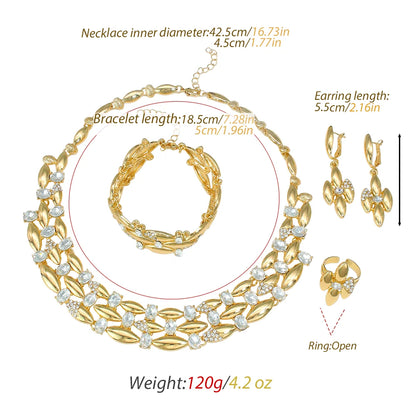 GZJPEI Elegant Crystal Zircon Jewelry Set For Women  Dubai Nigerian Bridal Wedding Party Jewellery Mother's Day Gift 2026 New