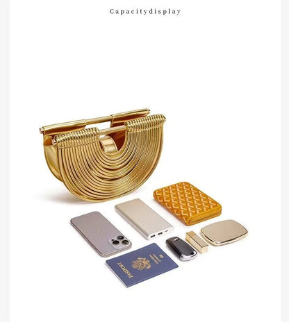 Handbags for Women 2026 New Gold Luxury Designer Brand Moon Handwoven Noodle Bags Leather Pulled Hobo Silver Evening Clutch Chic